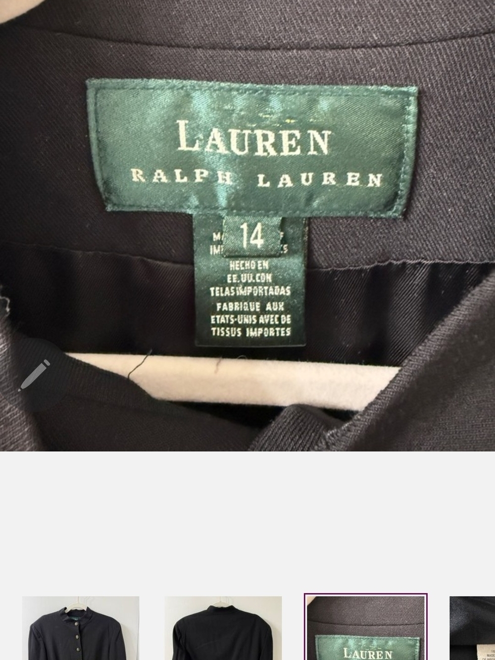VINTAGE Ralph Lauren Navy Blue Military Style Blazer Jacket Gold Buttons Preppy - Picture 4 of 7
